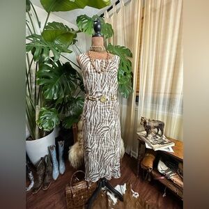 🦓 Marine Layer "Lola" Midi Dress in Chocolate Zebra